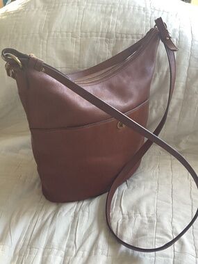FOSSIL TALLULA HOBO BAG IN BRANDY COLOR PEBBLED LEATHER SHOULDER & CROSSBODY